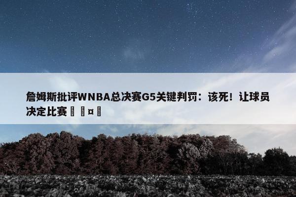 詹姆斯批评WNBA总决赛G5关键判罚：该死！让球员决定比赛🤬