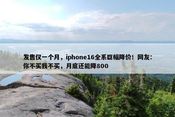 发售仅一个月，iphone16全系巨幅降价！网友：你不买我不买，月底还能降800