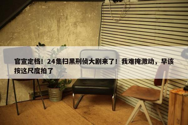 官宣定档！24集扫黑刑侦大剧来了！我难掩激动，早该按这尺度拍了