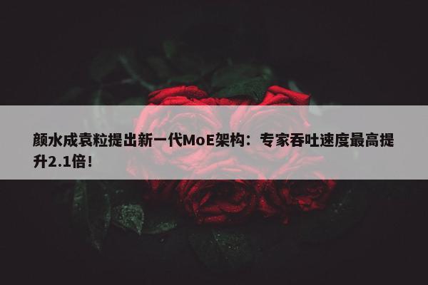 颜水成袁粒提出新一代MoE架构：专家吞吐速度最高提升2.1倍！