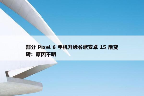 部分 Pixel 6 手机升级谷歌安卓 15 后变砖：原因不明