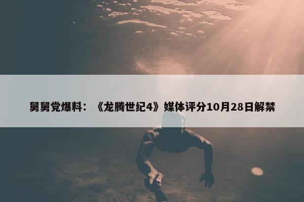 舅舅党爆料：《龙腾世纪4》媒体评分10月28日解禁