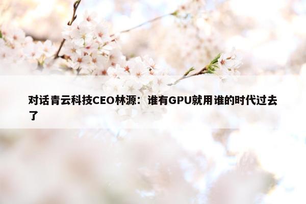 对话青云科技CEO林源：谁有GPU就用谁的时代过去了