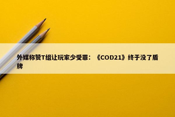 外媒称赞T组让玩家少受罪：《COD21》终于没了盾牌