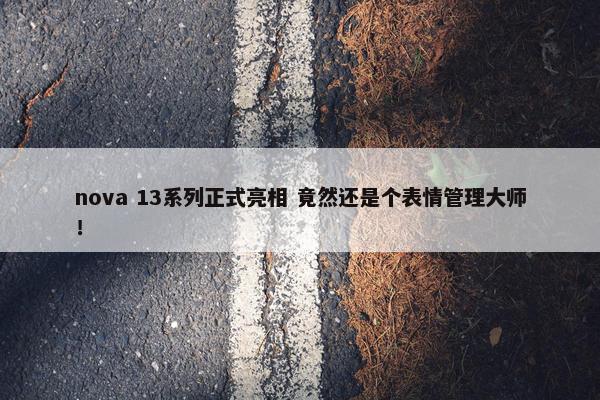 nova 13系列正式亮相 竟然还是个表情管理大师！