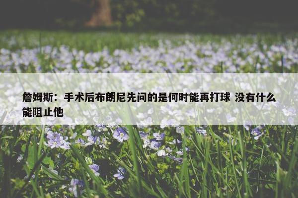 詹姆斯：手术后布朗尼先问的是何时能再打球 没有什么能阻止他