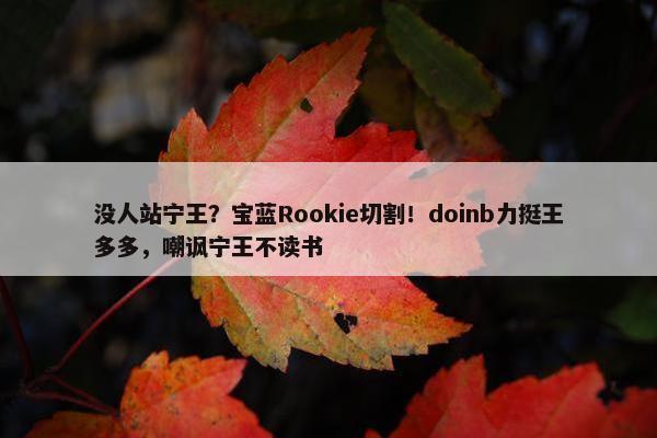 没人站宁王？宝蓝Rookie切割！doinb力挺王多多，嘲讽宁王不读书