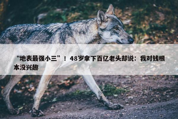 “地表最强小三”！48岁拿下百亿老头却说：我对钱根本没兴趣