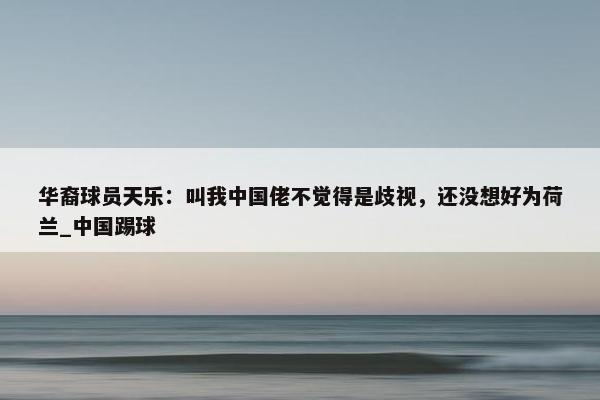 华裔球员天乐：叫我中国佬不觉得是歧视，还没想好为荷兰_中国踢球