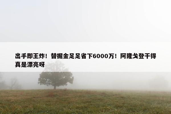 出手即王炸！替掘金足足省下6000万！阿隆戈登干得真是漂亮呀