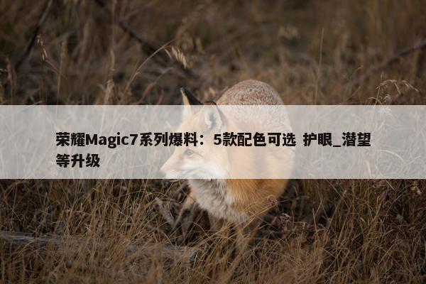 荣耀Magic7系列爆料：5款配色可选 护眼_潜望等升级