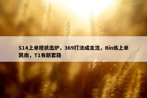 S14上单现状出炉，369打法成主流，Bin练上单凯南，T1有新套路