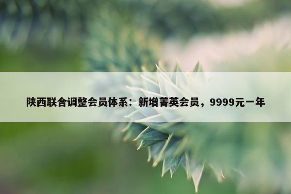 陕西联合调整会员体系：新增菁英会员，9999元一年