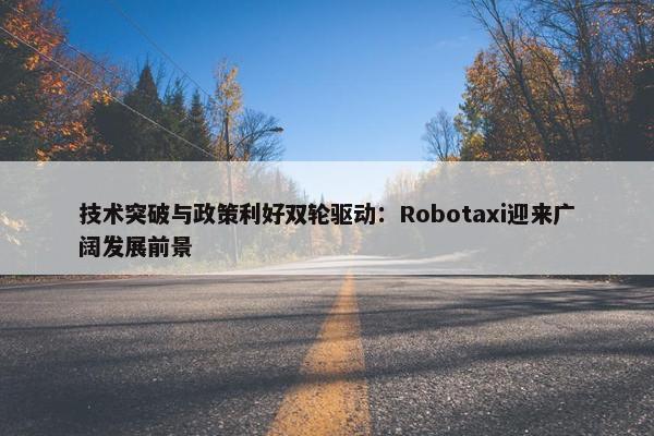 技术突破与政策利好双轮驱动：Robotaxi迎来广阔发展前景