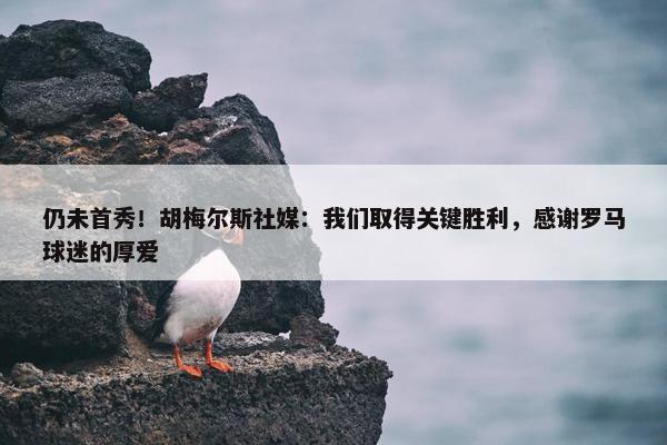 仍未首秀！胡梅尔斯社媒：我们取得关键胜利，感谢罗马球迷的厚爱