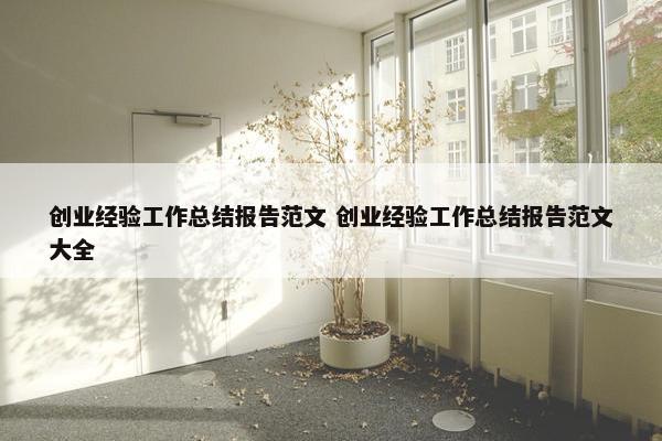 创业经验工作总结报告范文 创业经验工作总结报告范文大全