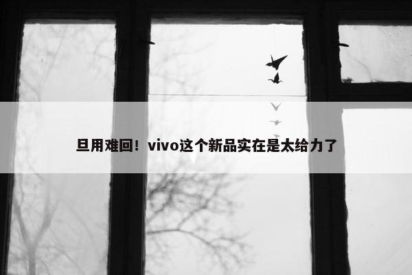 旦用难回！vivo这个新品实在是太给力了