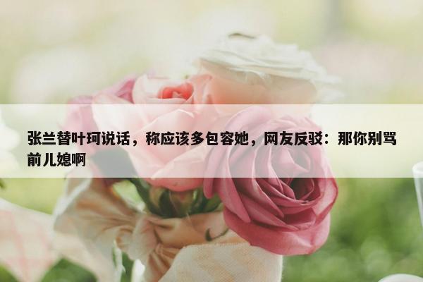 张兰替叶珂说话，称应该多包容她，网友反驳：那你别骂前儿媳啊