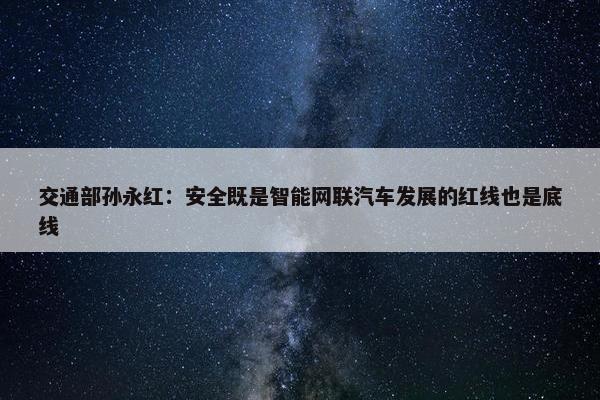 交通部孙永红：安全既是智能网联汽车发展的红线也是底线