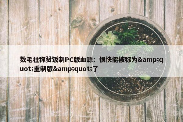 数毛社称赞饭制PC版血源：很快能被称为&quot;重制版&quot;了