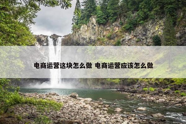 电商运营这块怎么做 电商运营应该怎么做