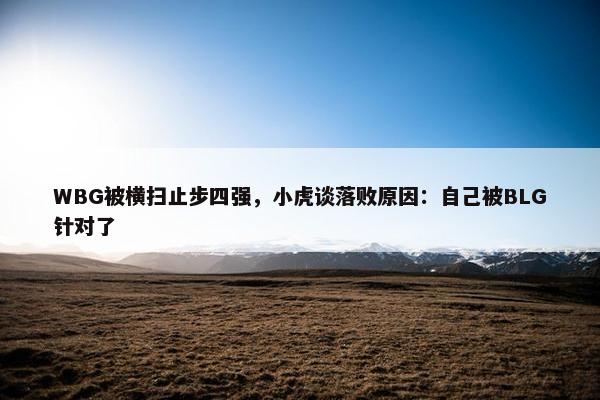 WBG被横扫止步四强，小虎谈落败原因：自己被BLG针对了