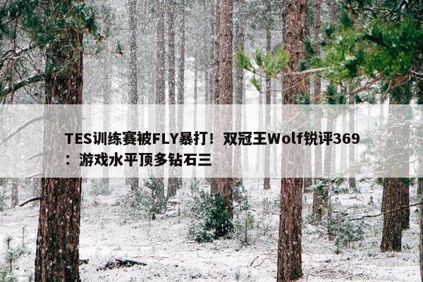 TES训练赛被FLY暴打！双冠王Wolf锐评369：游戏水平顶多钻石三