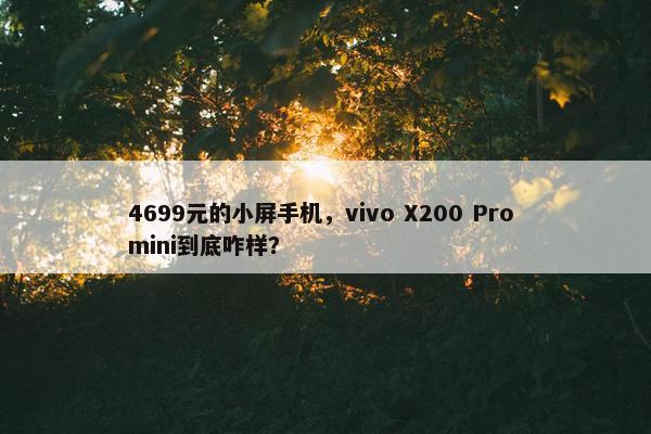 4699元的小屏手机，vivo X200 Pro mini到底咋样？