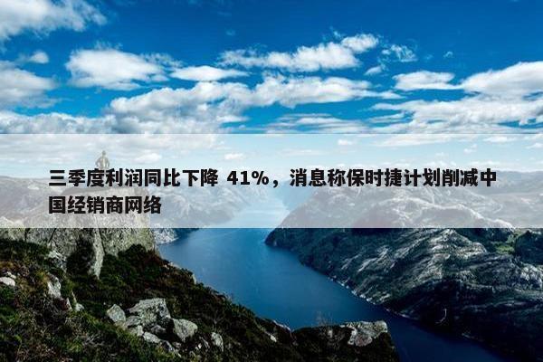 三季度利润同比下降 41%，消息称保时捷计划削减中国经销商网络