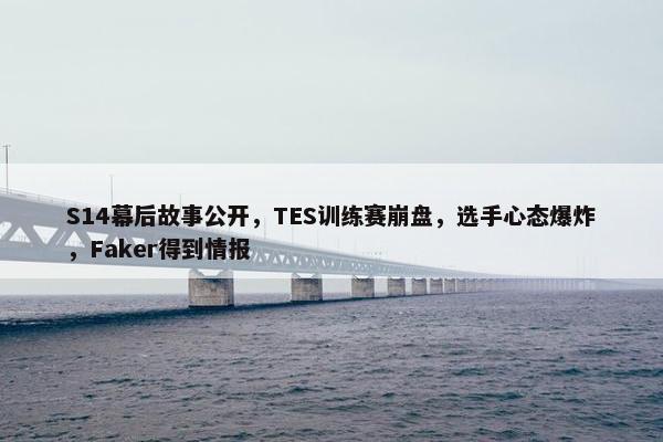 S14幕后故事公开，TES训练赛崩盘，选手心态爆炸，Faker得到情报