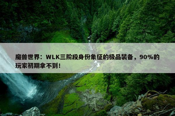 魔兽世界：WLK三阶段身份象征的极品装备，90%的玩家初期拿不到！