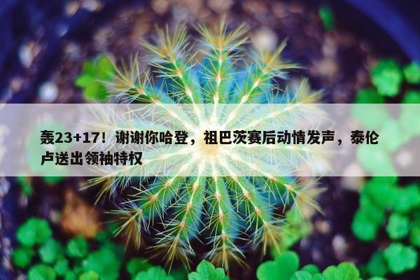 轰23+17！谢谢你哈登，祖巴茨赛后动情发声，泰伦卢送出领袖特权