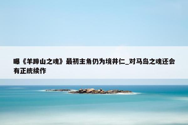 曝《羊蹄山之魂》最初主角仍为境井仁_对马岛之魂还会有正统续作