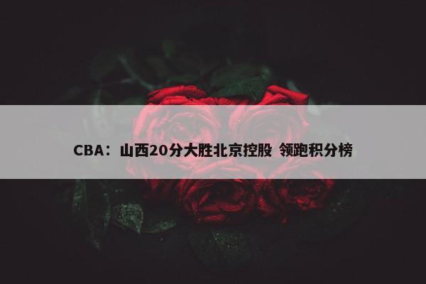 CBA：山西20分大胜北京控股 领跑积分榜