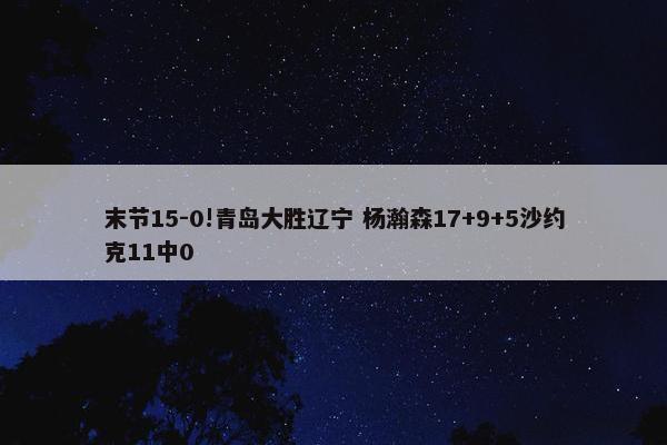 末节15-0!青岛大胜辽宁 杨瀚森17+9+5沙约克11中0