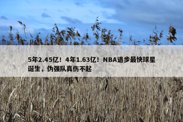 5年2.45亿！4年1.63亿！NBA退步最快球星诞生，伪强队真伤不起