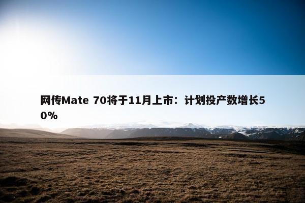 网传Mate 70将于11月上市：计划投产数增长50%