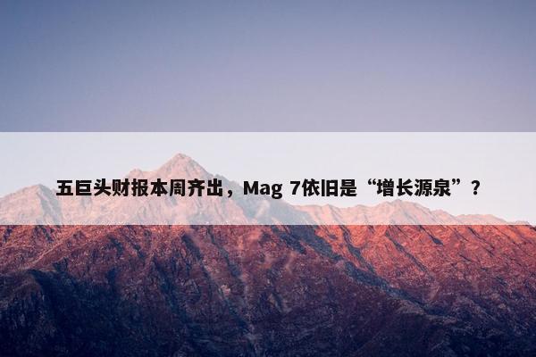 五巨头财报本周齐出，Mag 7依旧是“增长源泉”？