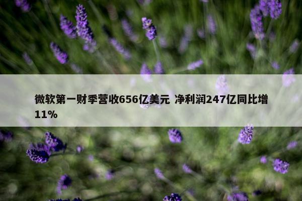 微软第一财季营收656亿美元 净利润247亿同比增11%