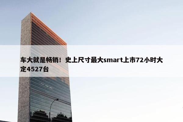 车大就是畅销！史上尺寸最大smart上市72小时大定4527台