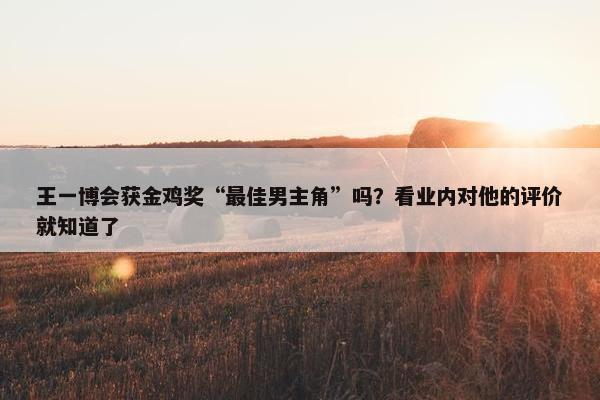 王一博会获金鸡奖“最佳男主角”吗？看业内对他的评价就知道了