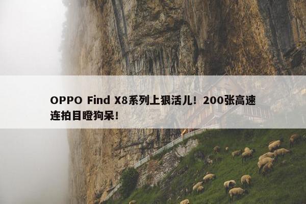 OPPO Find X8系列上狠活儿！200张高速连拍目瞪狗呆！