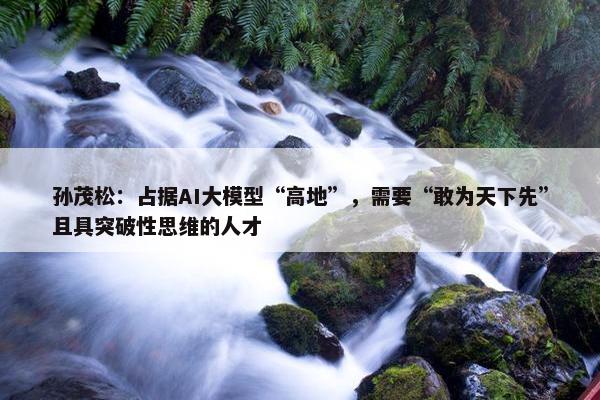 孙茂松：占据AI大模型“高地”，需要“敢为天下先”且具突破性思维的人才