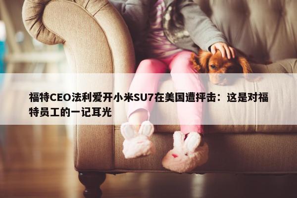 福特CEO法利爱开小米SU7在美国遭抨击：这是对福特员工的一记耳光