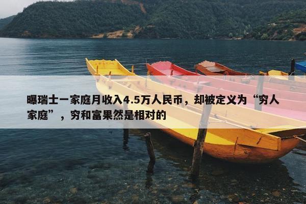 曝瑞士一家庭月收入4.5万人民币，却被定义为“穷人家庭”，穷和富果然是相对的