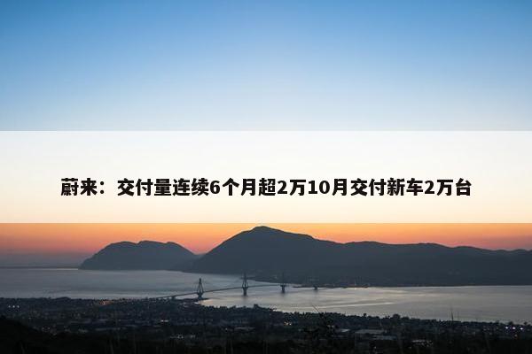 蔚来：交付量连续6个月超2万10月交付新车2万台