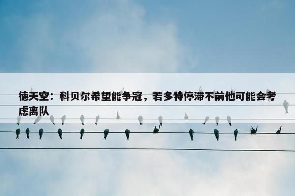 德天空：科贝尔希望能争冠，若多特停滞不前他可能会考虑离队