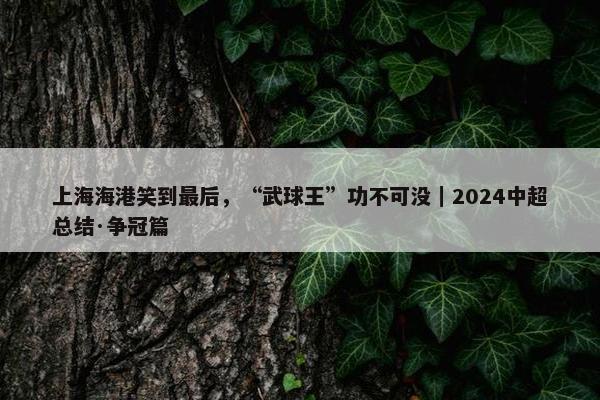 上海海港笑到最后，“武球王”功不可没｜2024中超总结·争冠篇