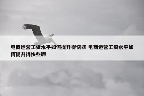 电商运营工资水平如何提升得快些 电商运营工资水平如何提升得快些呢