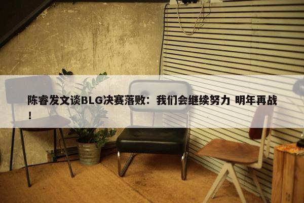 陈睿发文谈BLG决赛落败：我们会继续努力 明年再战！